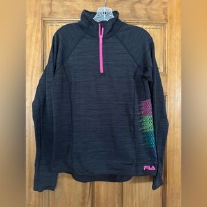 Fila Black Pullover Quarter Zip with Pink and Multicolor Accents